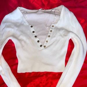 Cute white long sleeve top
